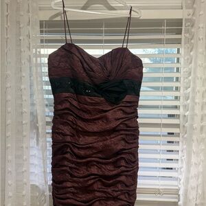 Red Ruched Bodycon Mini Dress Sweetheart Neckline